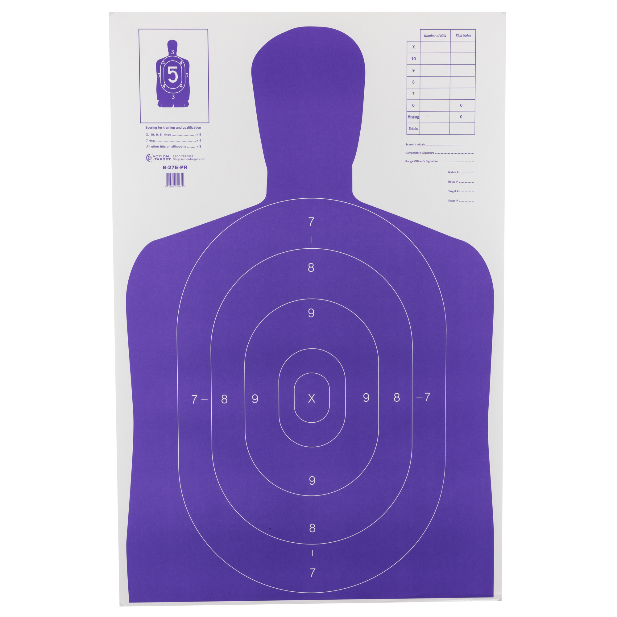 ACTION TARGET HI-VIS FLUORESCENT PURPLE B-27E 100 PACK