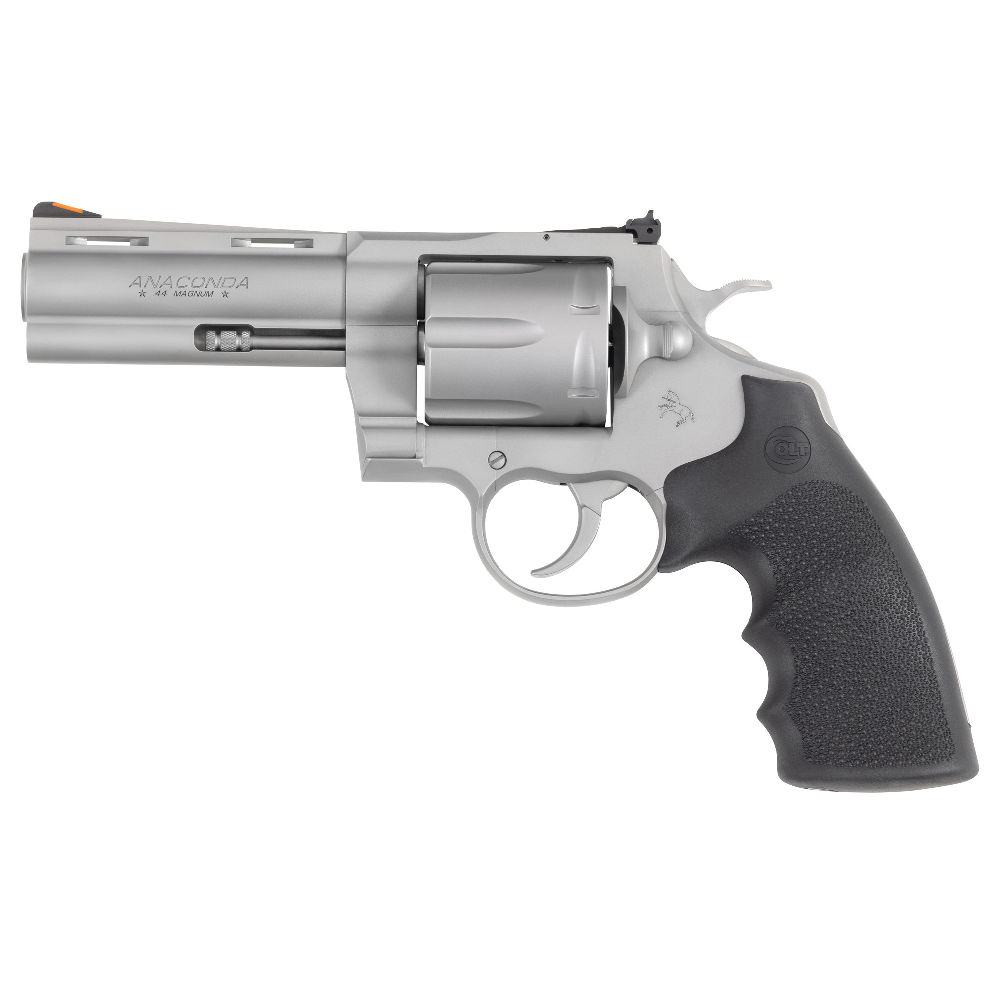 Colt Anaconda Revolver 44 Magnum 4.25" Barrel Matte Steel Finish Hogue Rubber Grip Adjustable Rear Sight Red Ramp Front Sight 6 RD