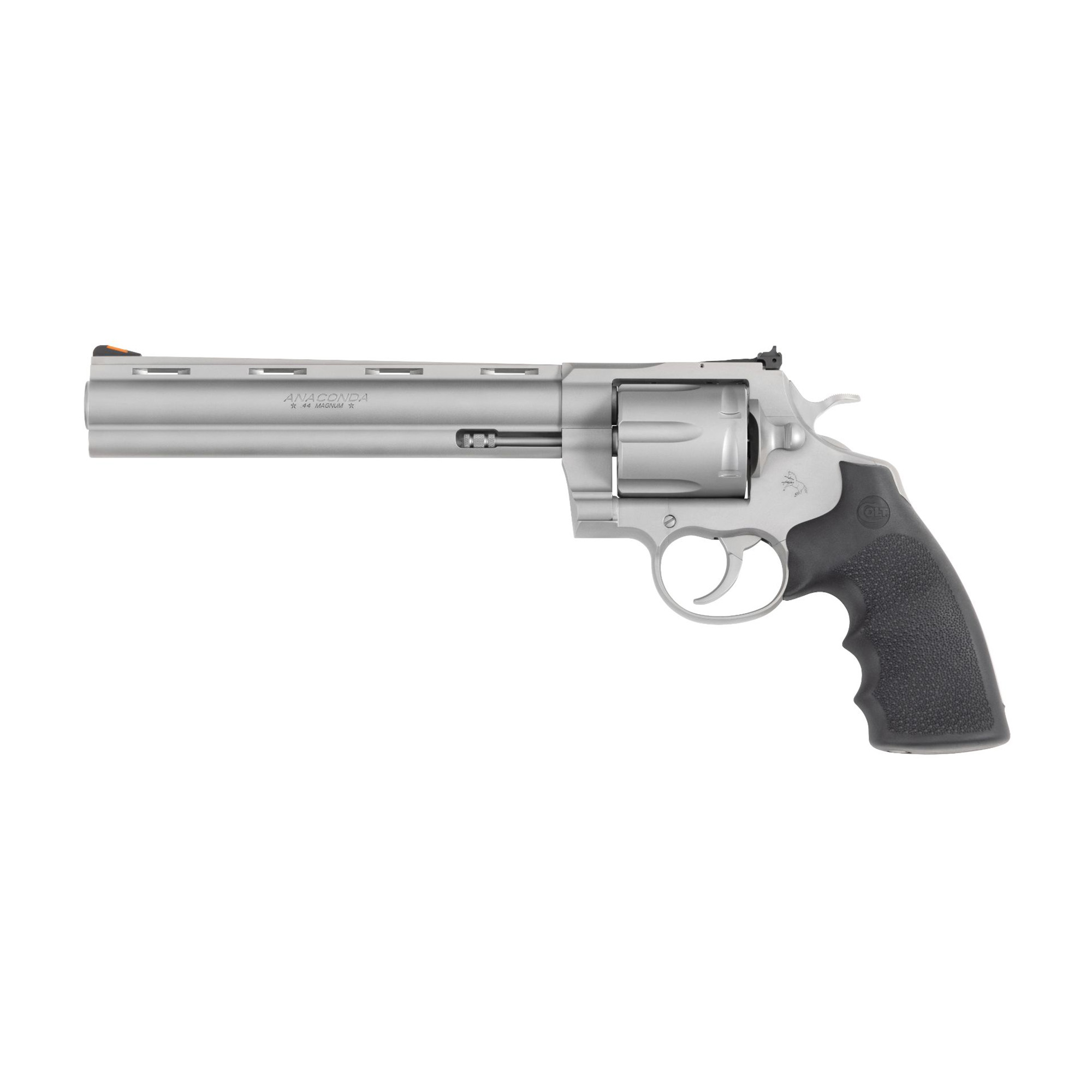 Colt Anaconda Revolver 44 Magnum 8" Barrel Matte Steel Finish Hogue Rubber Grip Adjustable Rear Sight Red Ramp Front Sight 6 RD
