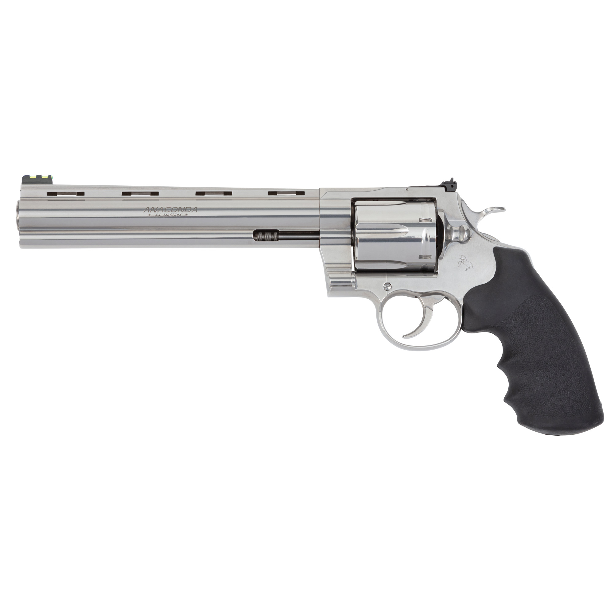Colt Anaconda Target Revolver 44 Magnum 8" Barrel Steel Finish Hogue Rubber Grip Adjustable Rear Sight Green Fiber Optic Front Sight 6 RD