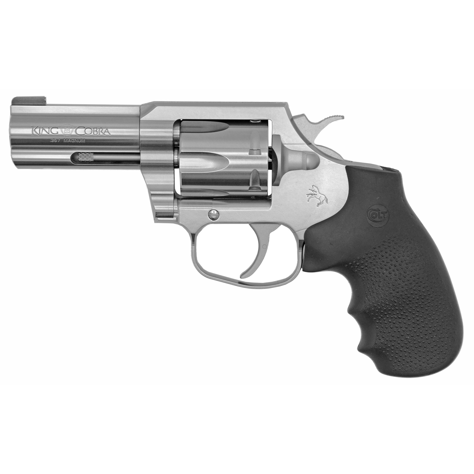 Colt King Cobra Revolver 357 Magnum 3" Barrel Steel Finish Hogue Grips Brass Bead Front Sight 6 RD