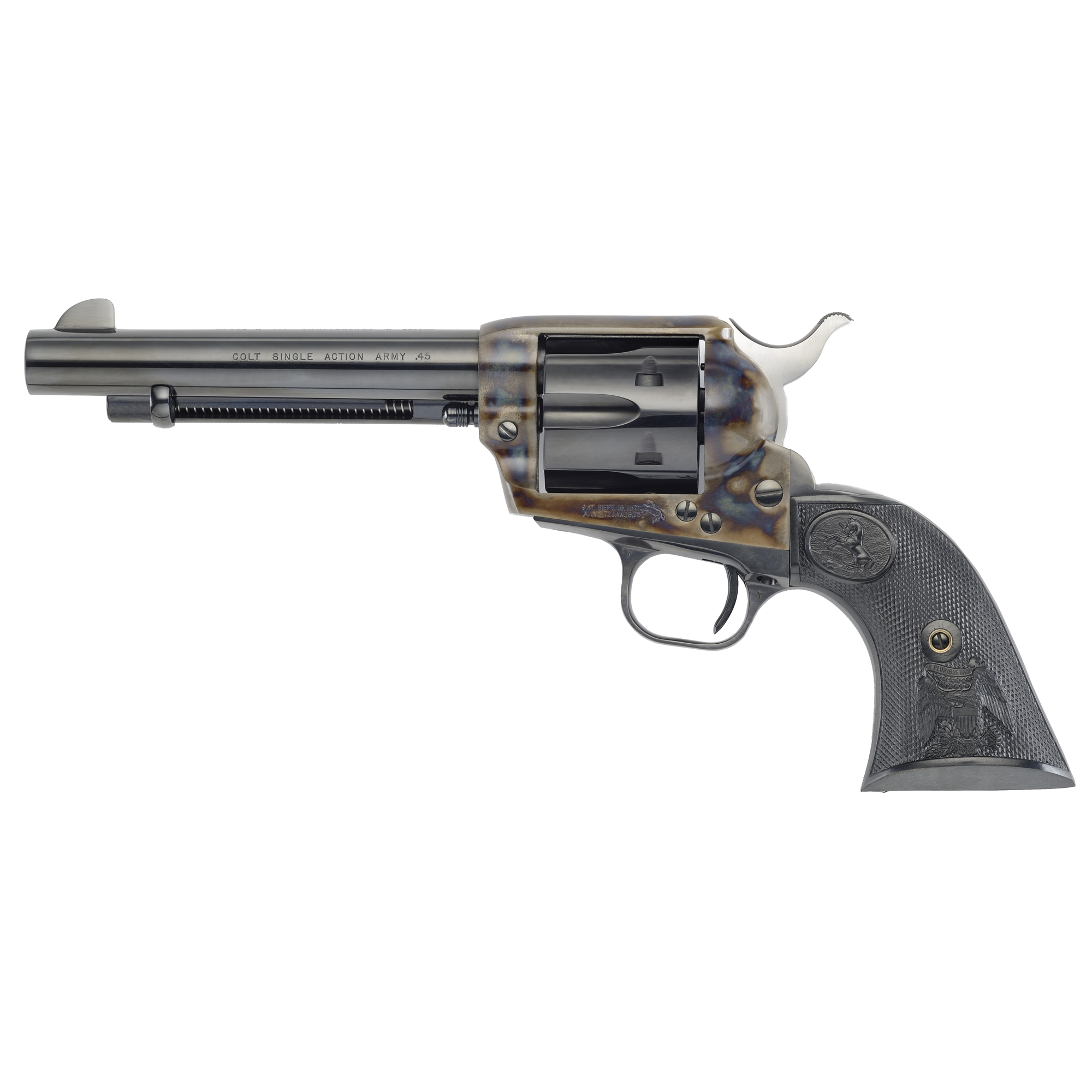 Colt Single Action Army Revolver 45LC 5.5" Barrel Steel Color Case Hardened Finish Blued Barrel & Cylinder Black Composite Eagle Grips Fixed Sights 6 RD
