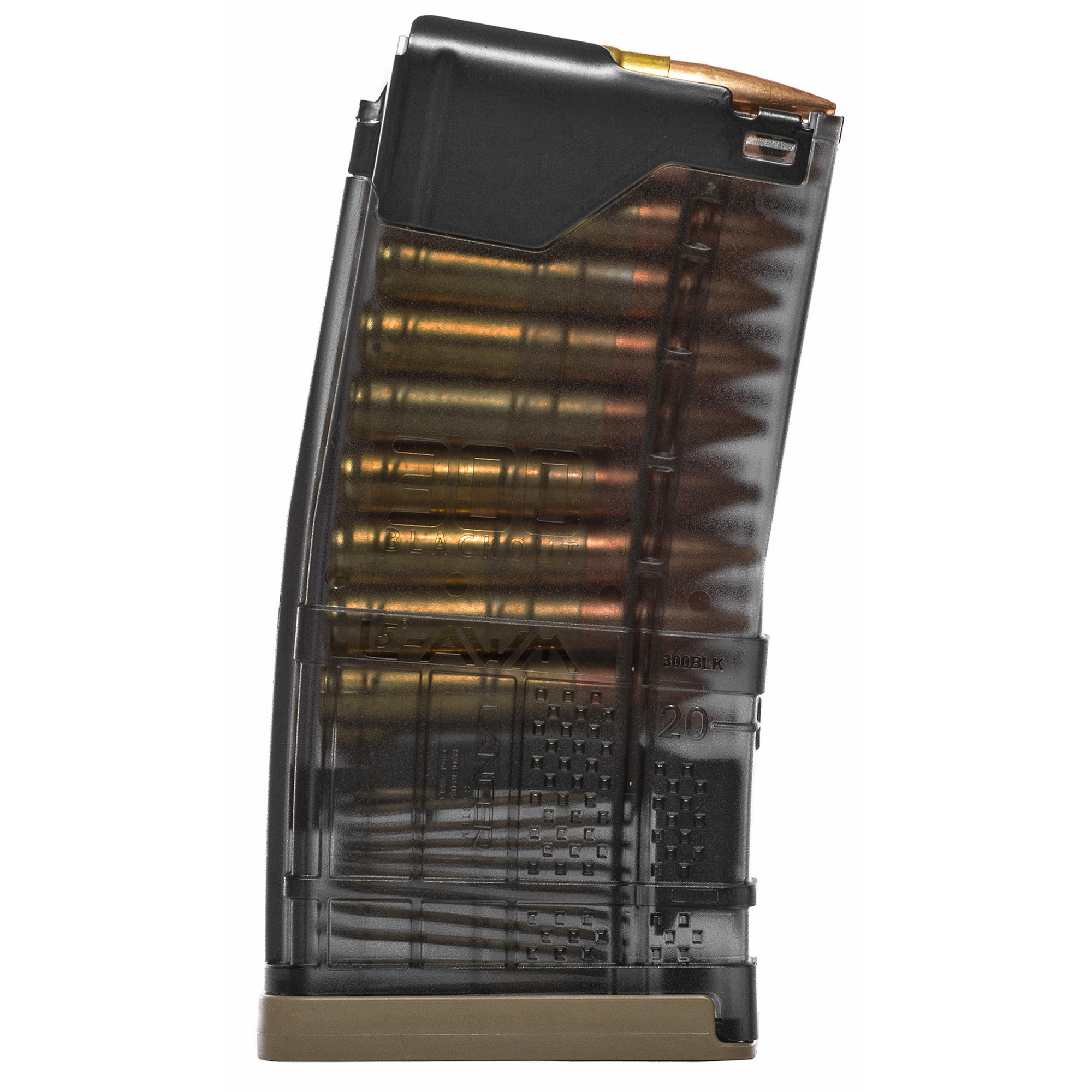 Lancer Systems Magazine L5 Advanced Warfighter 300 Blackout 20 Rounds Fits AR Rifles Polymer Translucent Smoke