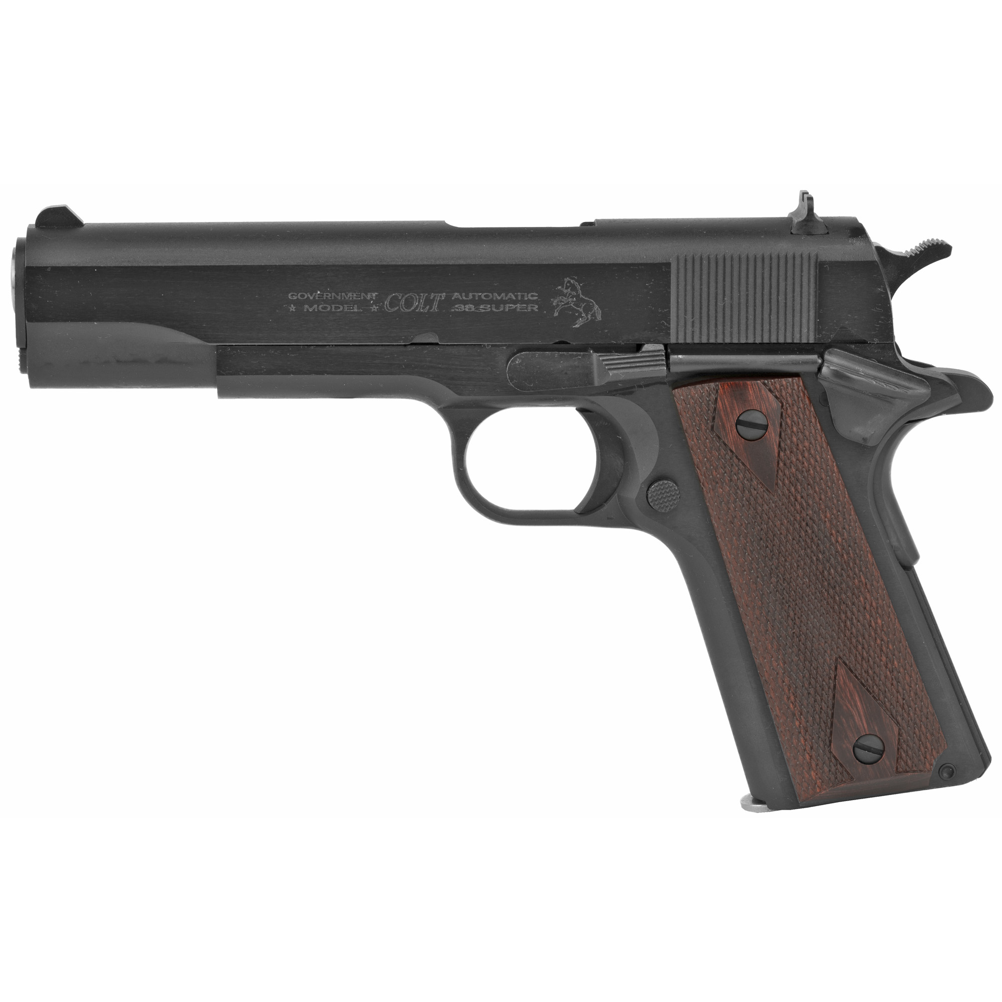 Colt Government Model 1911 Classic Semi-automatic Metal Frame Pistol Full Size 38 Super 5" Barrel Steel Construction Blued Finish 9 Rounds 1 Magazine