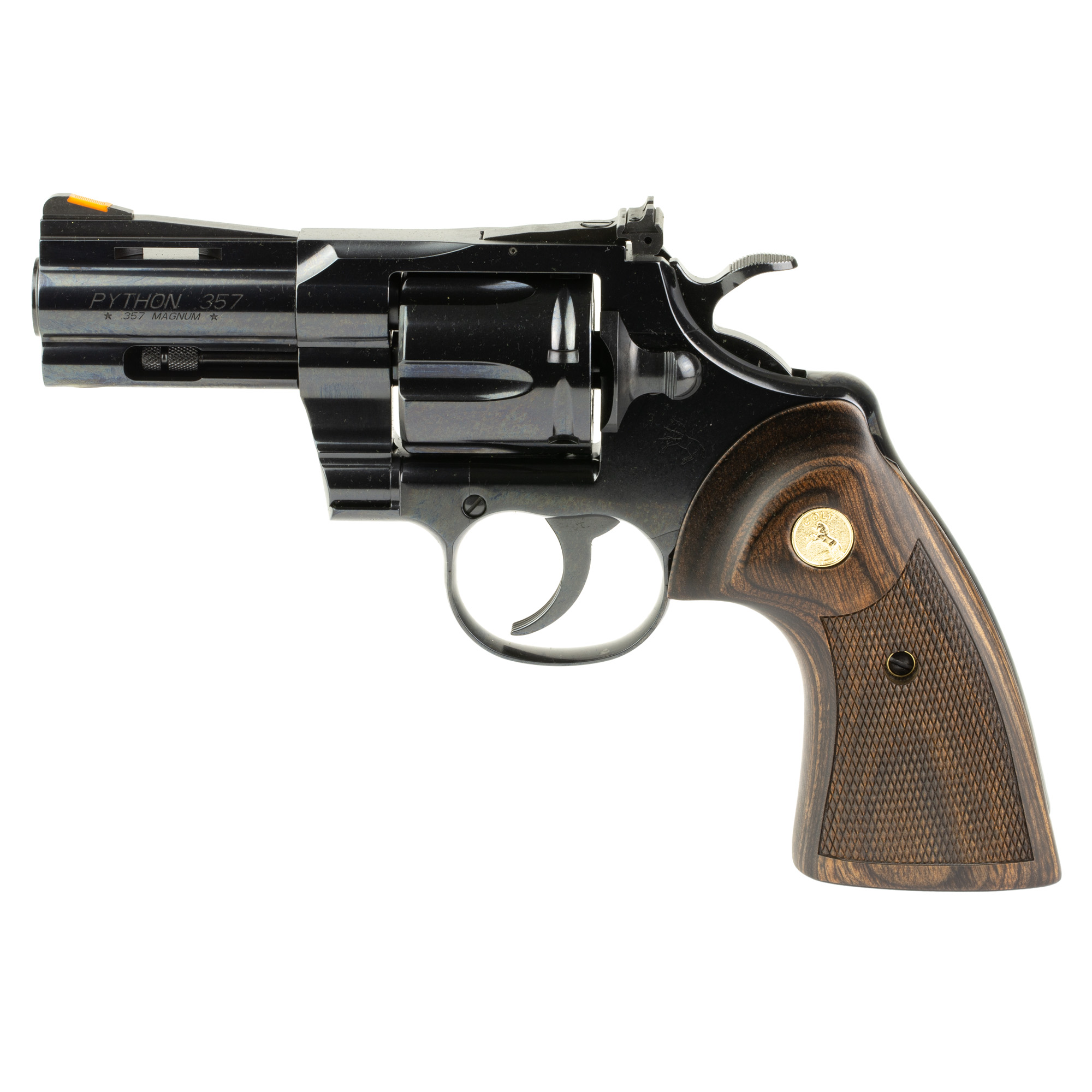 Colt Python Revolver Double/Single Action 357 Magnum 3" Barrel Blued Finish Black Blade Front/Adjustable Rear Sight Wood Grips 6 Rounds