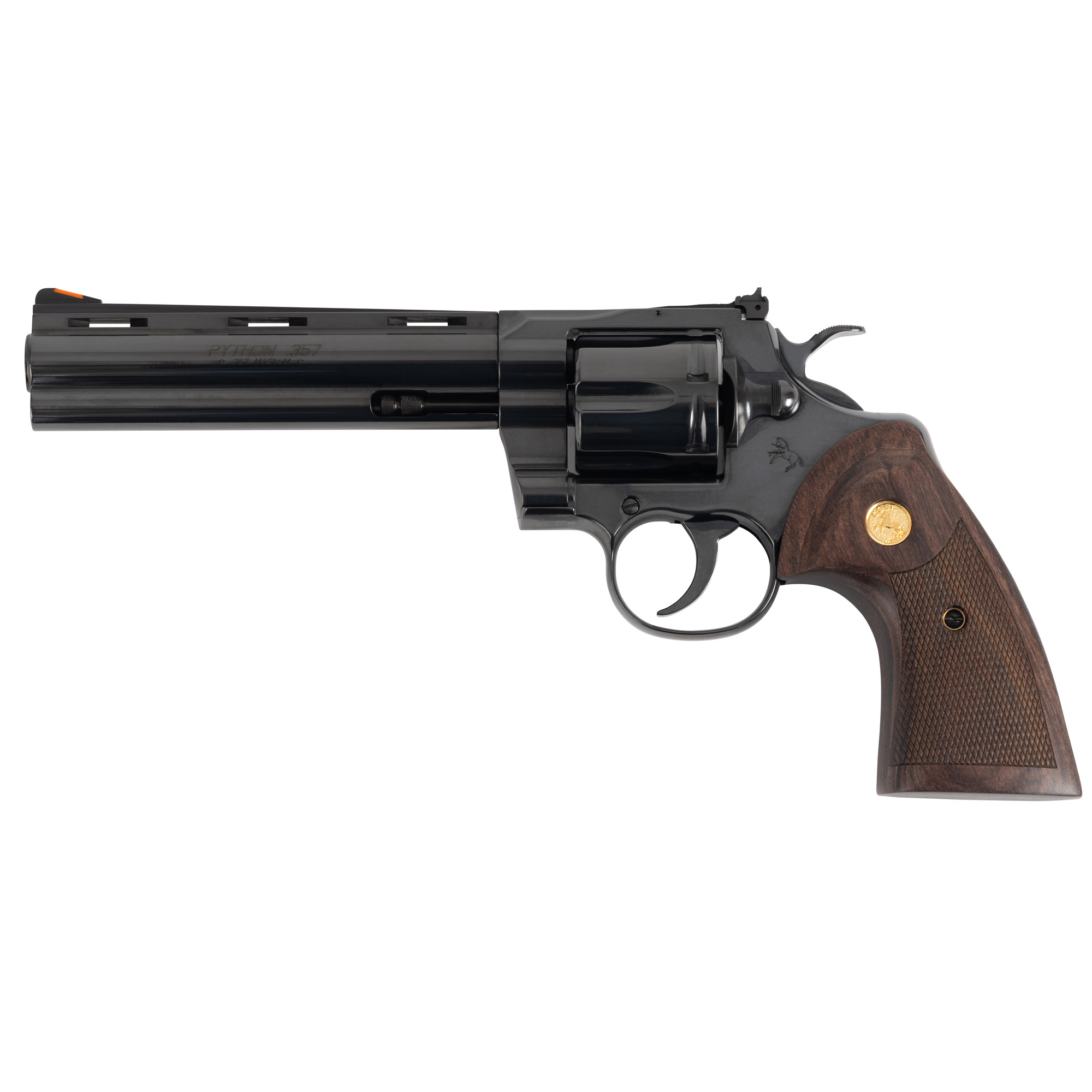 Colt Python Revolver Double Action/Single Action 357 Magnum 6" Barrel Steel Blue Finish Walnut Grips Red Ramp Front/Adjustable Rear Sight 6 Rounds