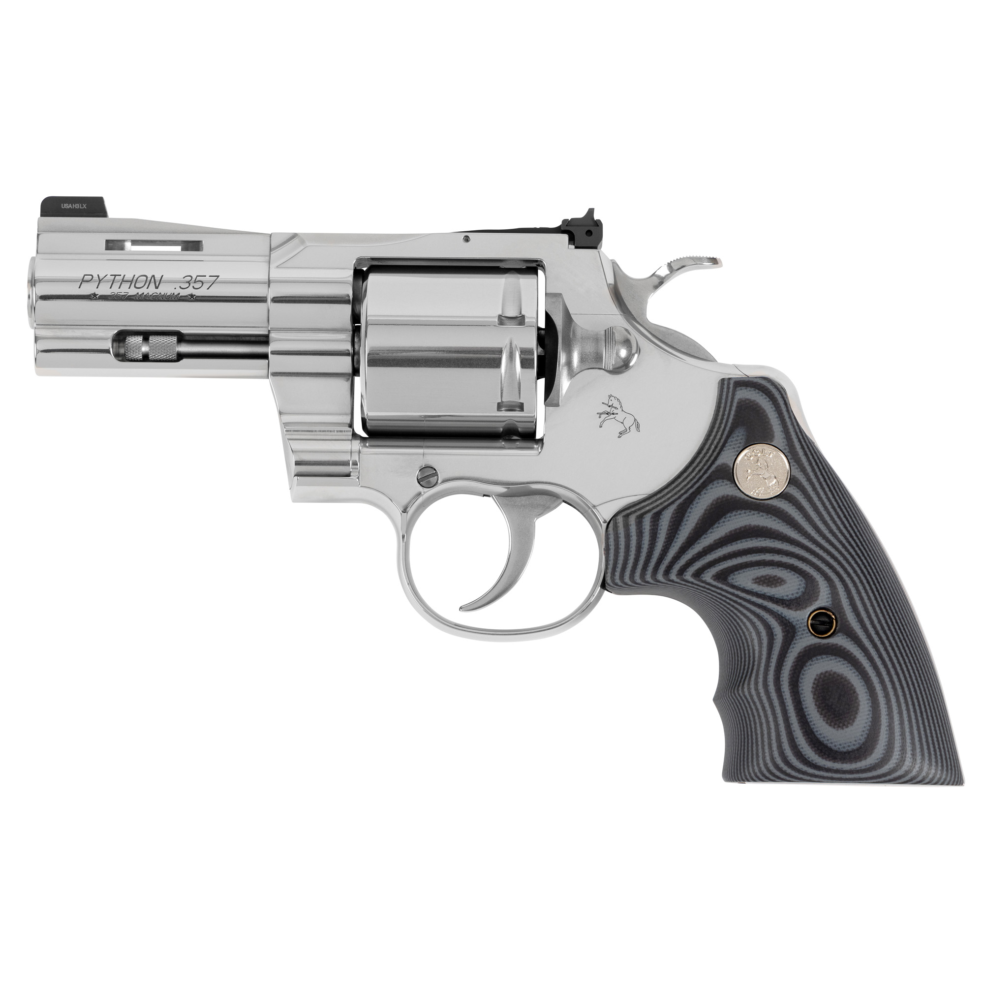 Colt Python Combat Elite Double/Single Action Steel Frame Revolver 357 Magnum 3" Barrel Stainless Steel Finish Silver G10 Grips Fixed Front Night Sight 6 Rounds