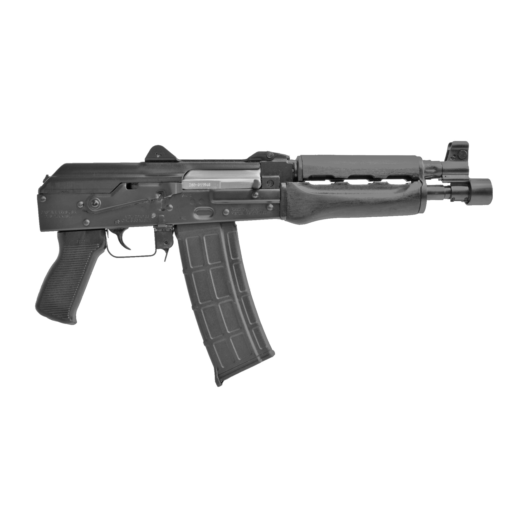 Zastava ZPAP85 Semi-automatic AK Pistol 223 Rem/5.56 NATO 10.5" Barrel Matte Finish Black Polymer Grip Wood Handguard 30 Rounds 1 Magazine