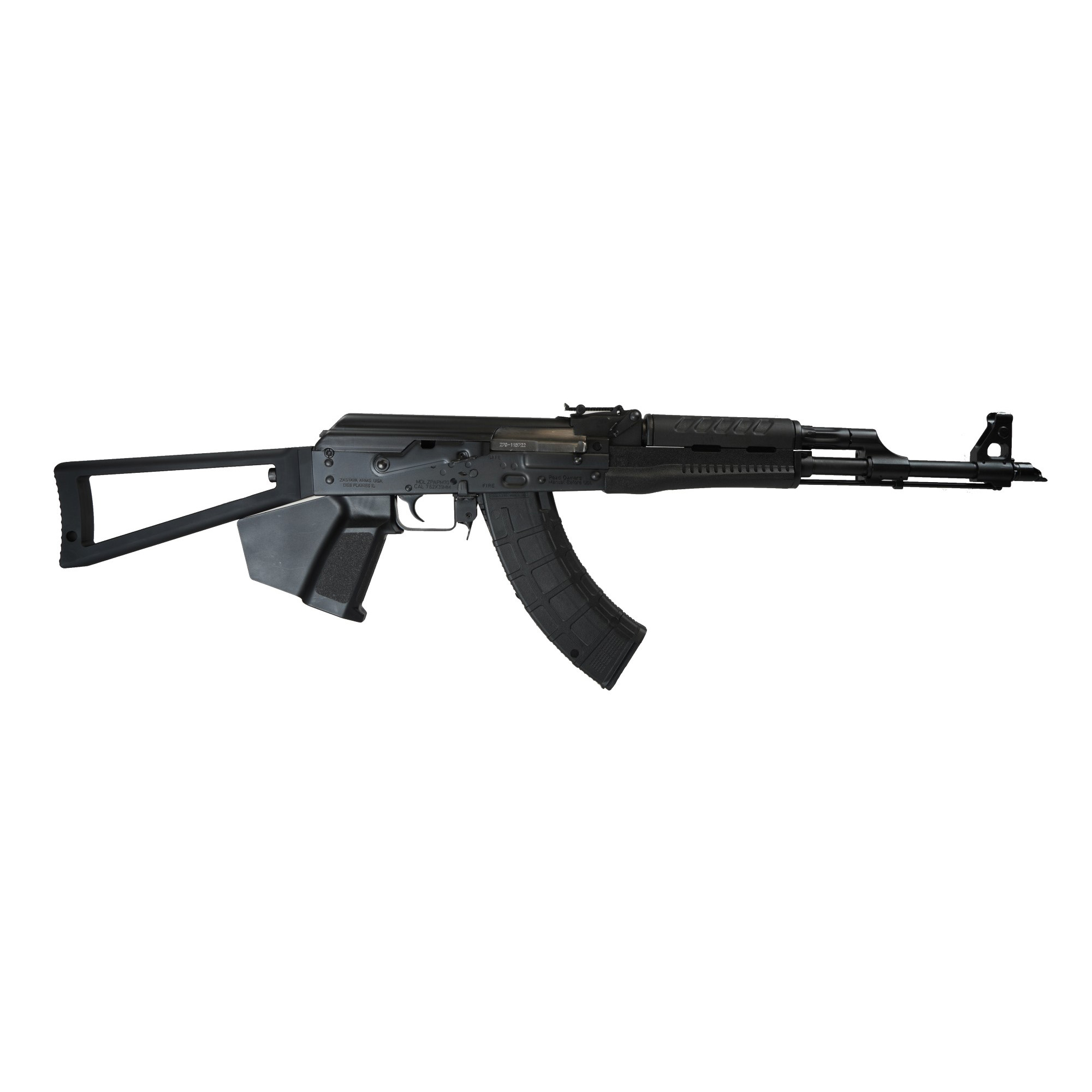 Zastava ZPAPM70 Semi-automatic Rifle AK 7.62X39 16.3" Cold Hammer Forged Chrome Lined Barrel Matte Finish Polymer Handguard Featureless Grip 10 Round Magazine