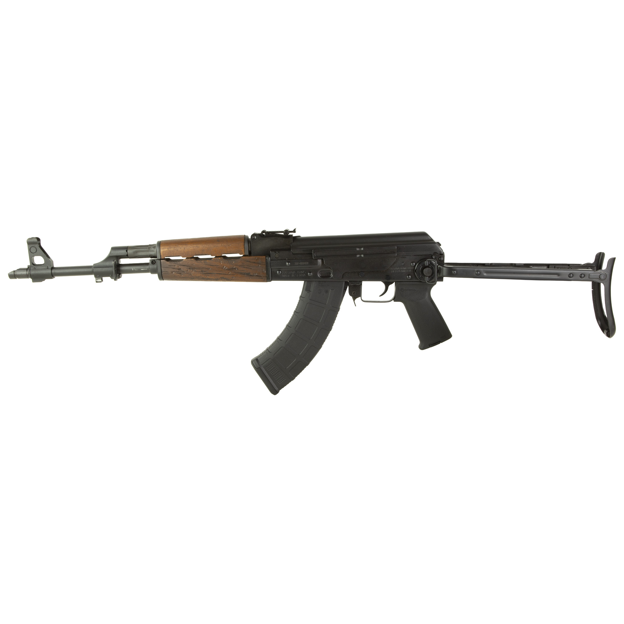 Zastava M70 Semi-automatic AK 7.62X39 16.5" Chrome lined Barrel Matte Finish Black Walnut Battle Worn Stock Handguard Magpul Grip Under Folder Stock 30 Rounds 1 Magazine